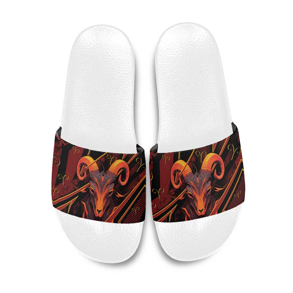 Aries Zodiac Slide Sandals With Bold Triangle