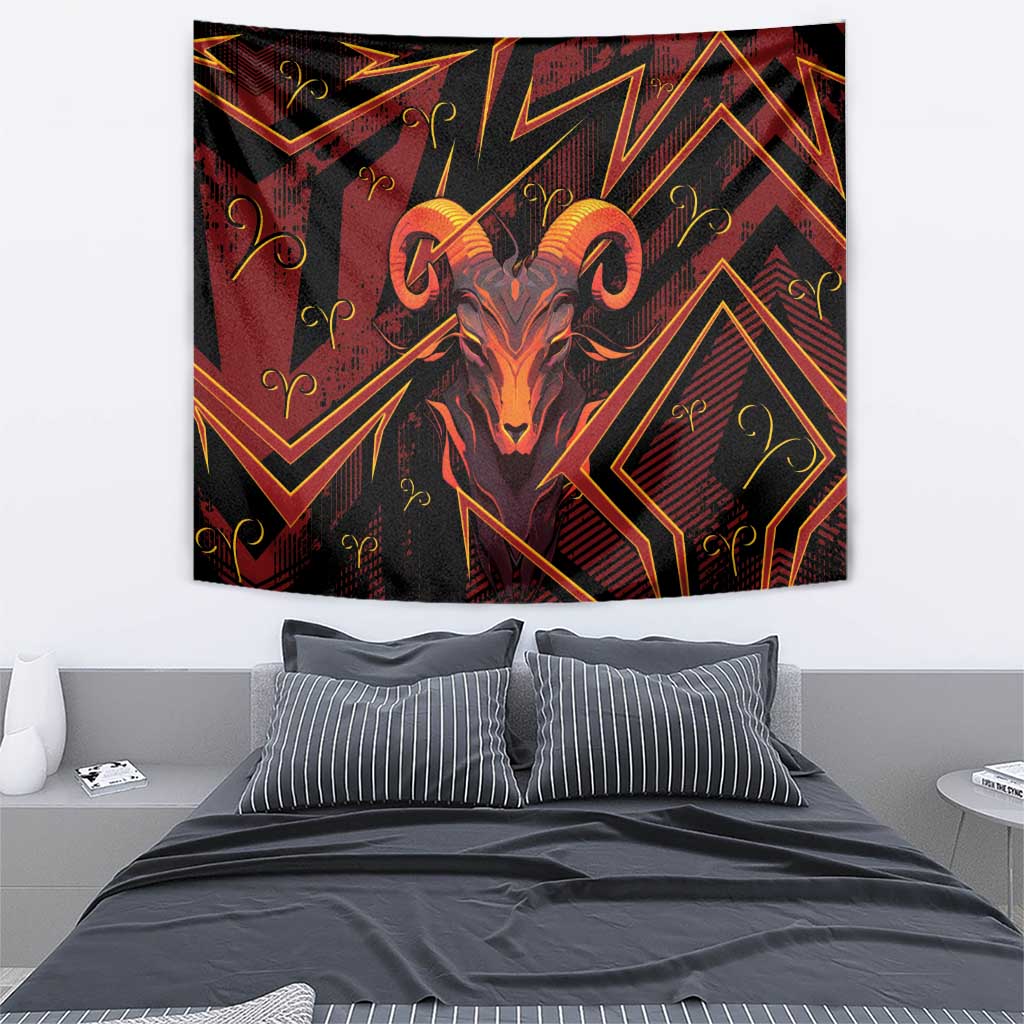Aries Zodiac Tapestry With Bold Triangle