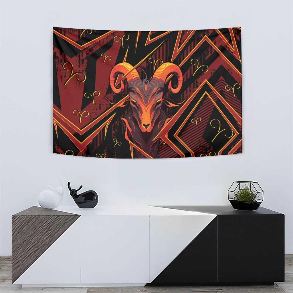 Aries Zodiac Tapestry With Bold Triangle