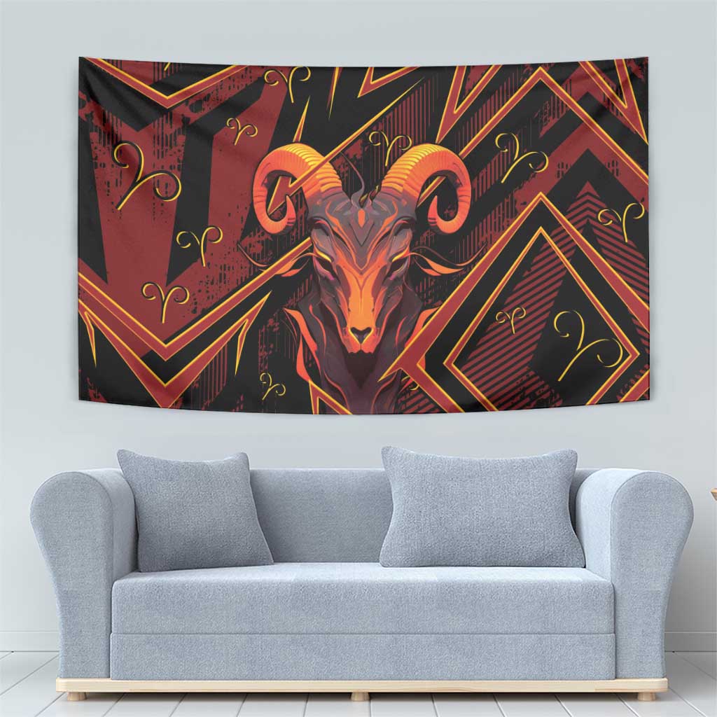 Aries Zodiac Tapestry With Bold Triangle