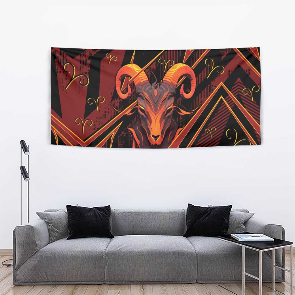 Aries Zodiac Tapestry With Bold Triangle