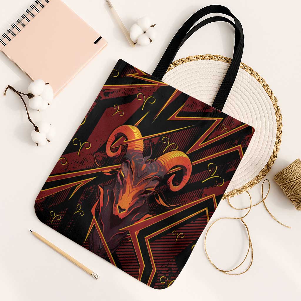 Aries Zodiac Tote Bag With Bold Triangle