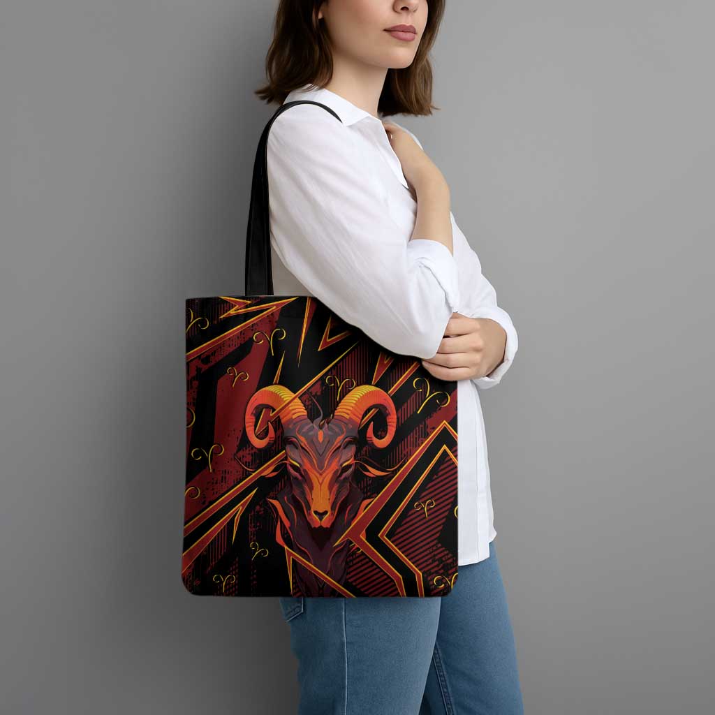 Aries Zodiac Tote Bag With Bold Triangle