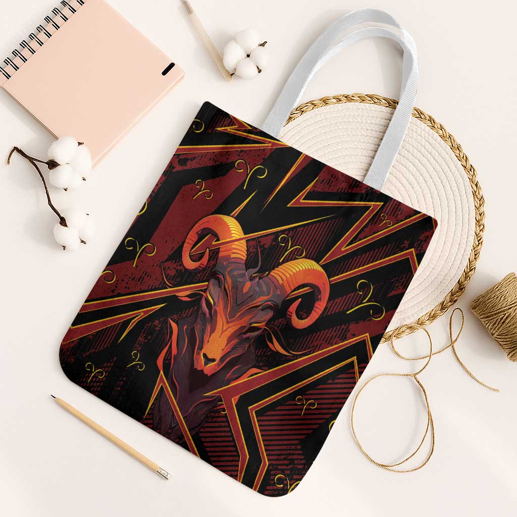 Aries Zodiac Tote Bag With Bold Triangle