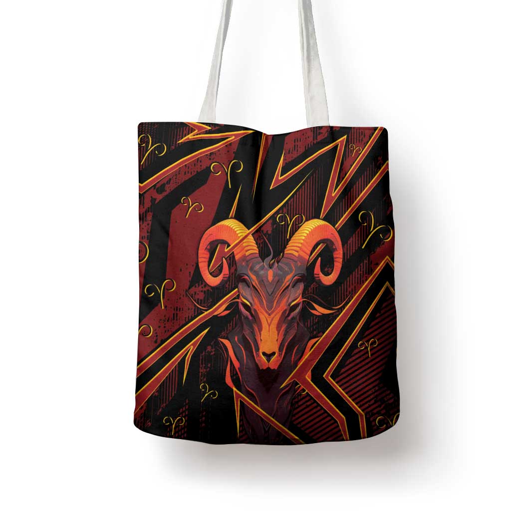 Aries Zodiac Tote Bag With Bold Triangle