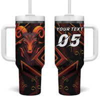Custom Aries Zodiac Tumbler With Handle With Bold Triangle