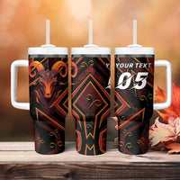 Custom Aries Zodiac Tumbler With Handle With Bold Triangle