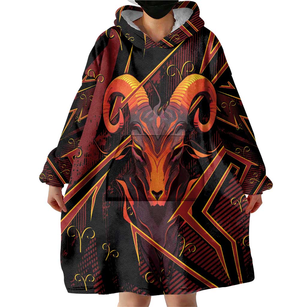 Custom Aries Zodiac Wearable Blanket Hoodie With Bold Triangle