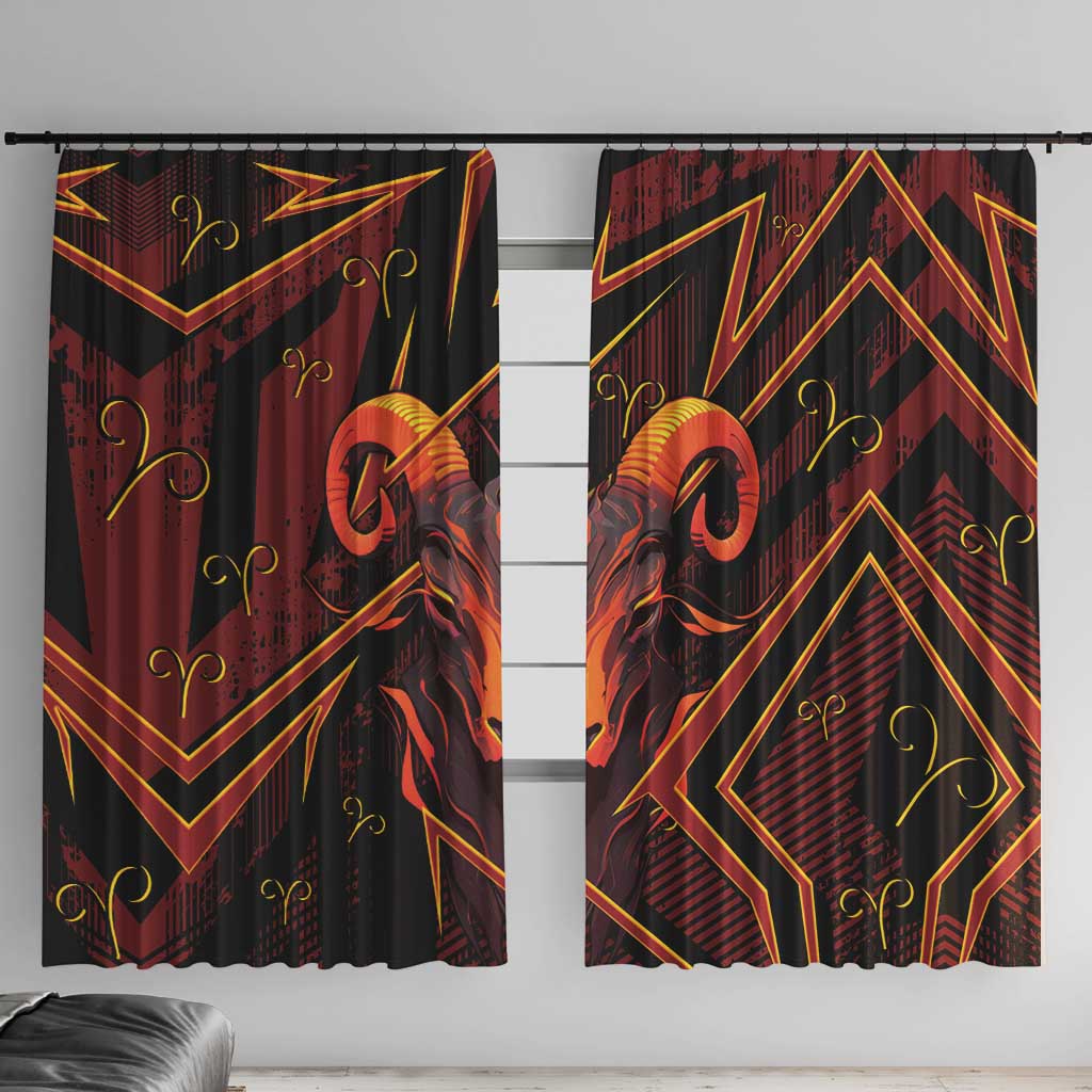 Aries Zodiac Window Curtain With Bold Triangle