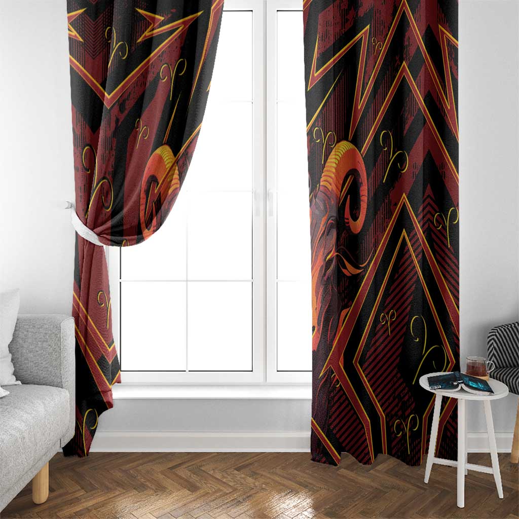 Aries Zodiac Window Curtain With Bold Triangle
