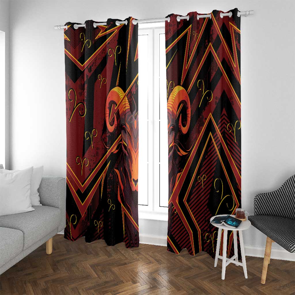 Aries Zodiac Window Curtain With Bold Triangle