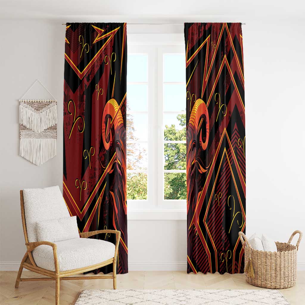 Aries Zodiac Window Curtain With Bold Triangle
