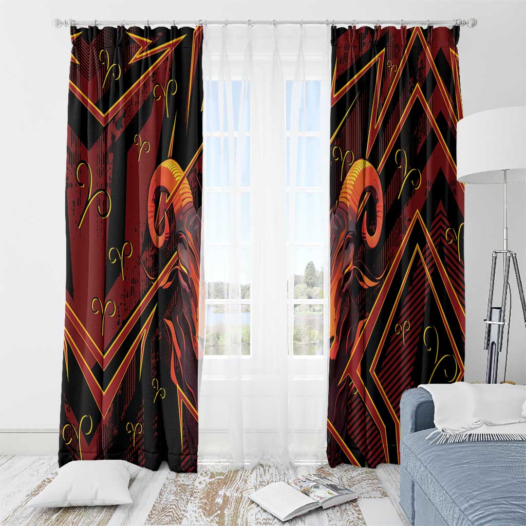 Aries Zodiac Window Curtain With Bold Triangle