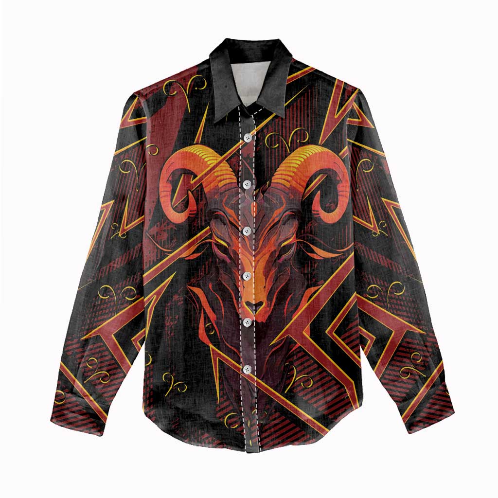 Custom Aries Zodiac Women Casual Shirt With Bold Triangle