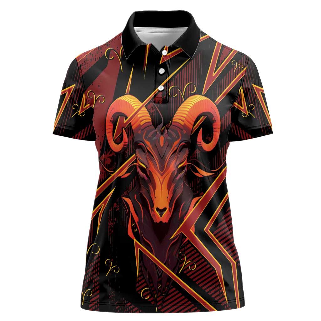 Custom Aries Zodiac Women Polo Shirt With Bold Triangle