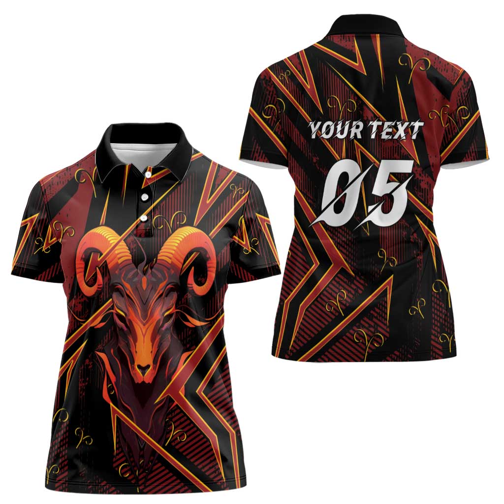 Custom Aries Zodiac Women Polo Shirt With Bold Triangle