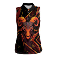 Custom Aries Zodiac Women Sleeveless Polo Shirt With Bold Triangle