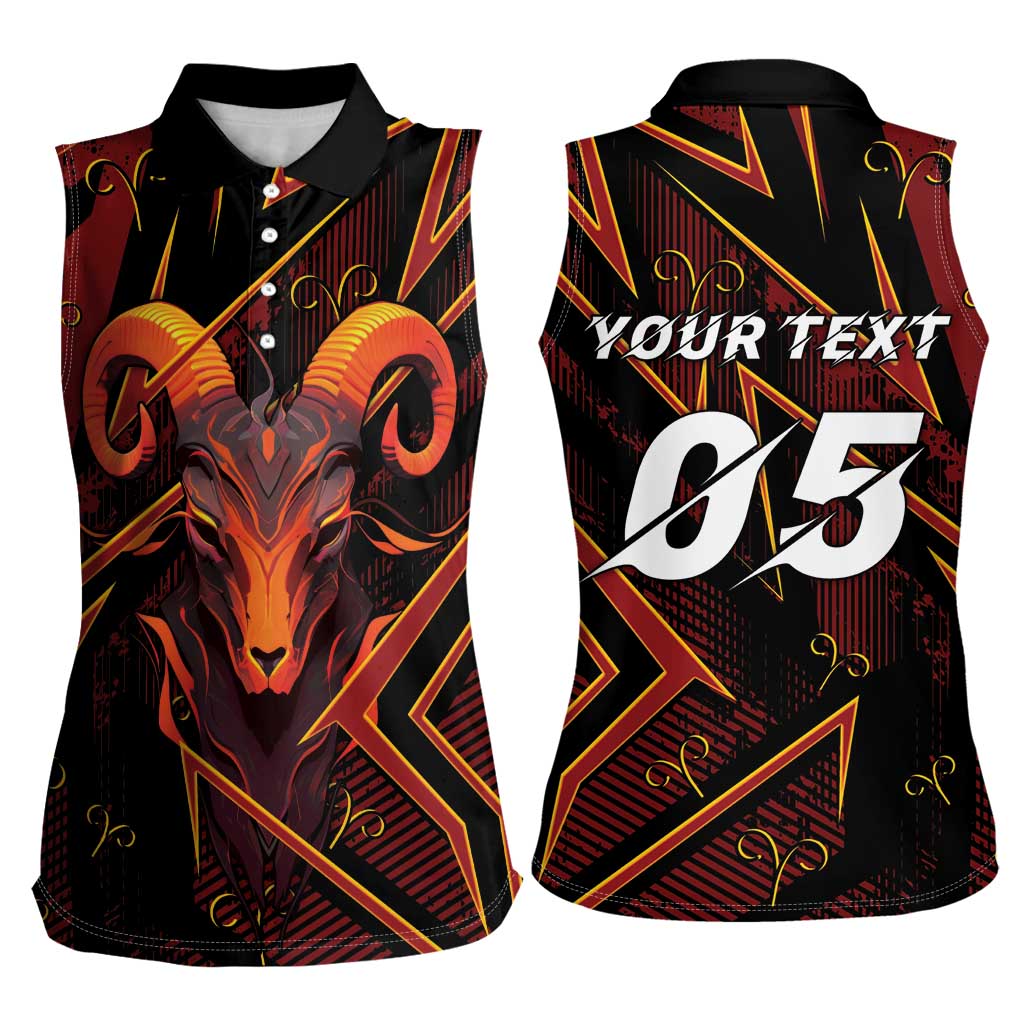 Custom Aries Zodiac Women Sleeveless Polo Shirt With Bold Triangle