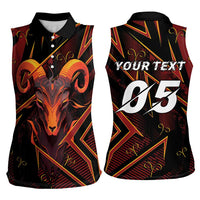 Custom Aries Zodiac Women Sleeveless Polo Shirt With Bold Triangle