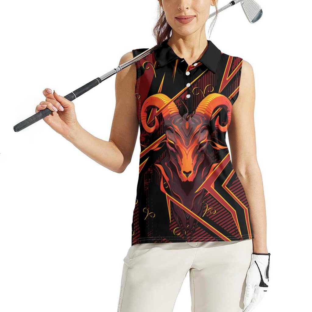 Custom Aries Zodiac Women Sleeveless Polo Shirt With Bold Triangle
