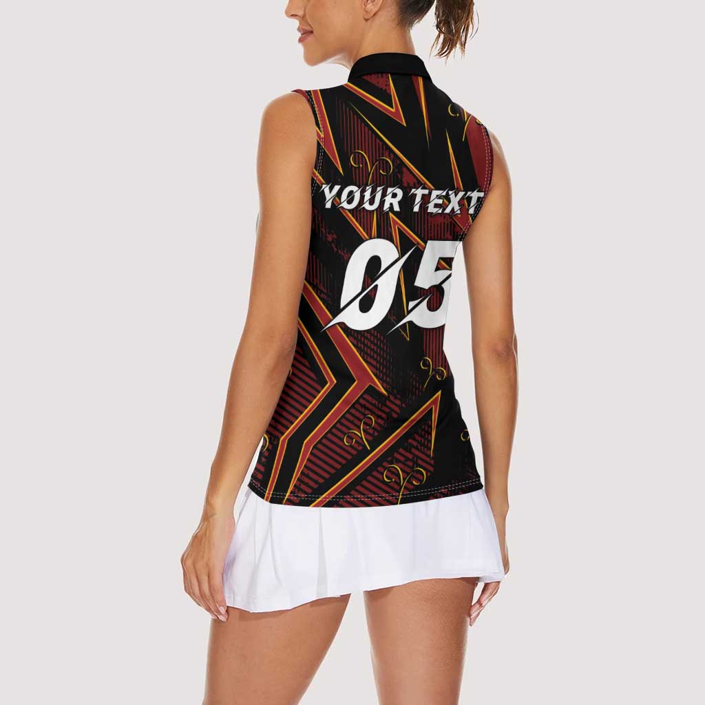 Custom Aries Zodiac Women Sleeveless Polo Shirt With Bold Triangle