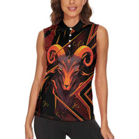 Custom Aries Zodiac Women Sleeveless Polo Shirt With Bold Triangle