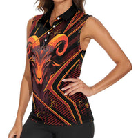 Custom Aries Zodiac Women Sleeveless Polo Shirt With Bold Triangle