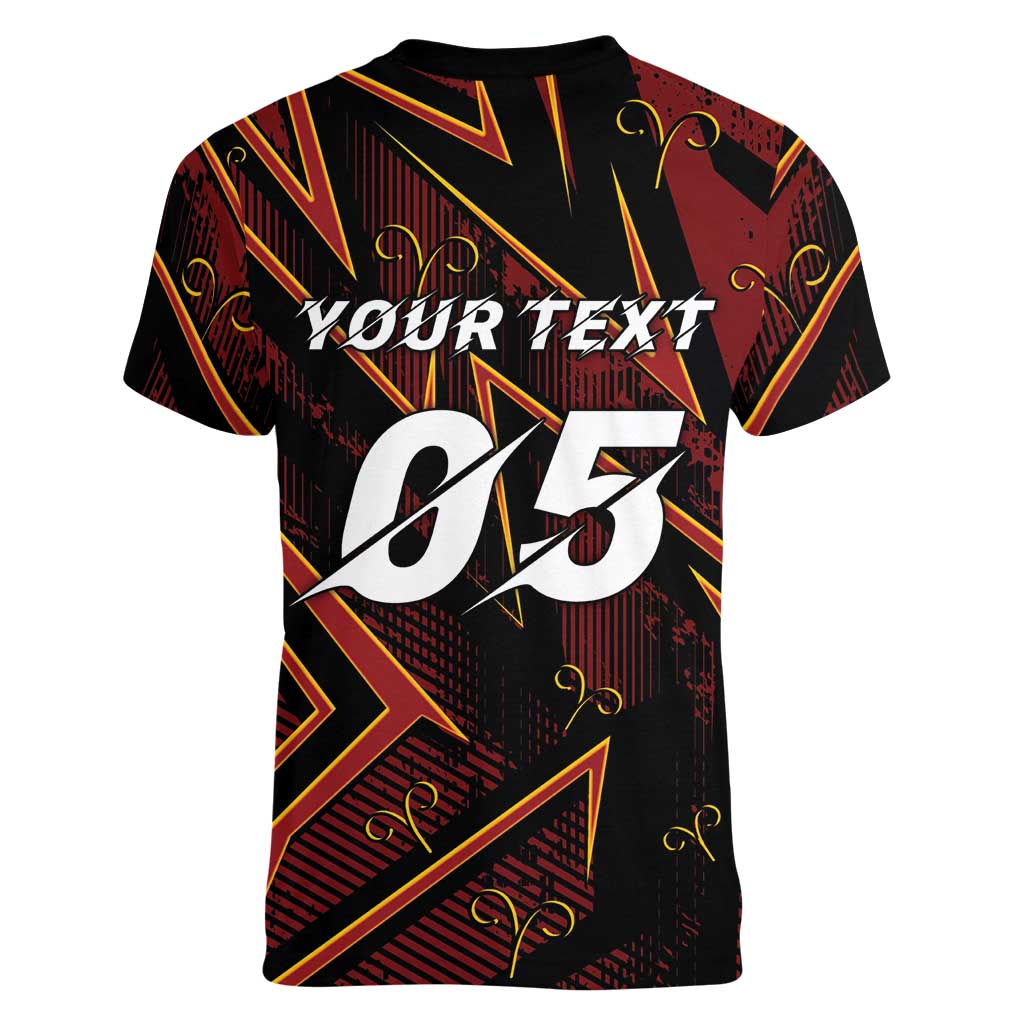 Custom Aries Zodiac Women V-Neck T-Shirt With Bold Triangle