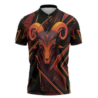 Custom Aries Zodiac Zipper Polo Shirt With Bold Triangle