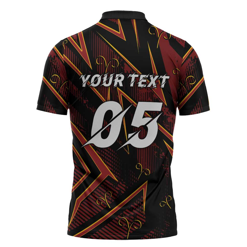 Custom Aries Zodiac Zipper Polo Shirt With Bold Triangle