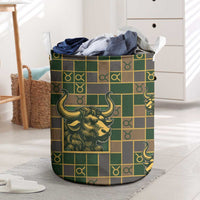 Taurus Zodiac Laundry Basket Checkered Pattern