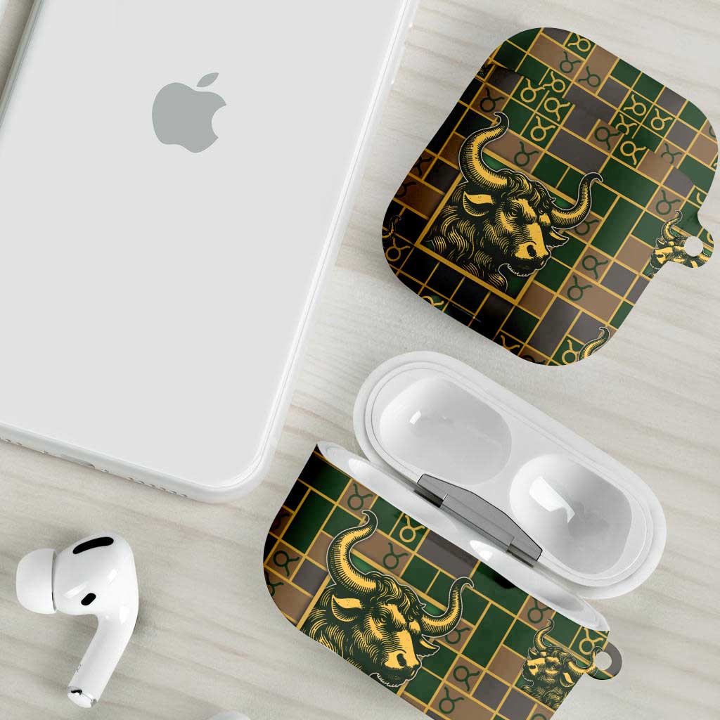 Taurus Zodiac AirPods Case Checkered Pattern
