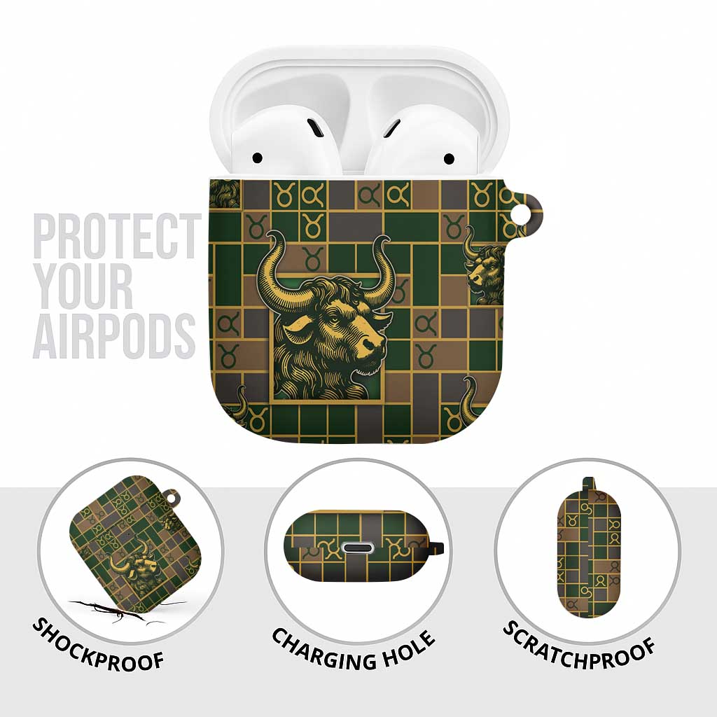 Taurus Zodiac AirPods Case Checkered Pattern