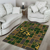 Taurus Zodiac Area Rug Checkered Pattern