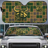 Taurus Zodiac Auto Sun Shade Checkered Pattern