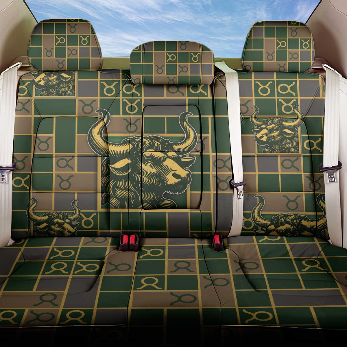 Taurus Zodiac Back Car Seat Cover Checkered Pattern