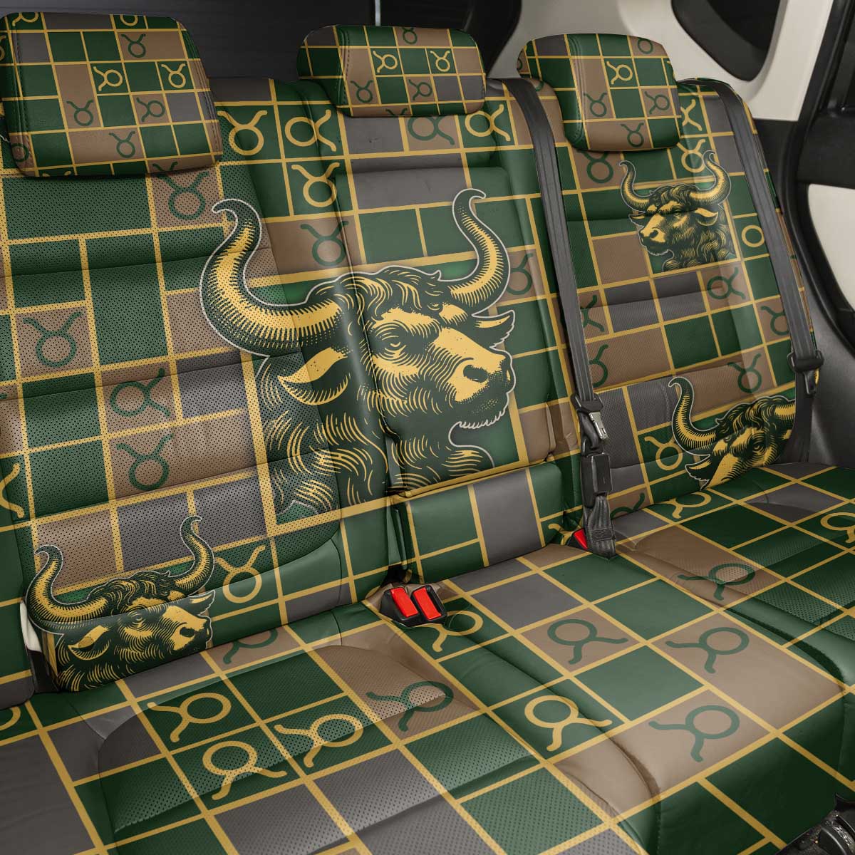 Taurus Zodiac Back Car Seat Cover Checkered Pattern