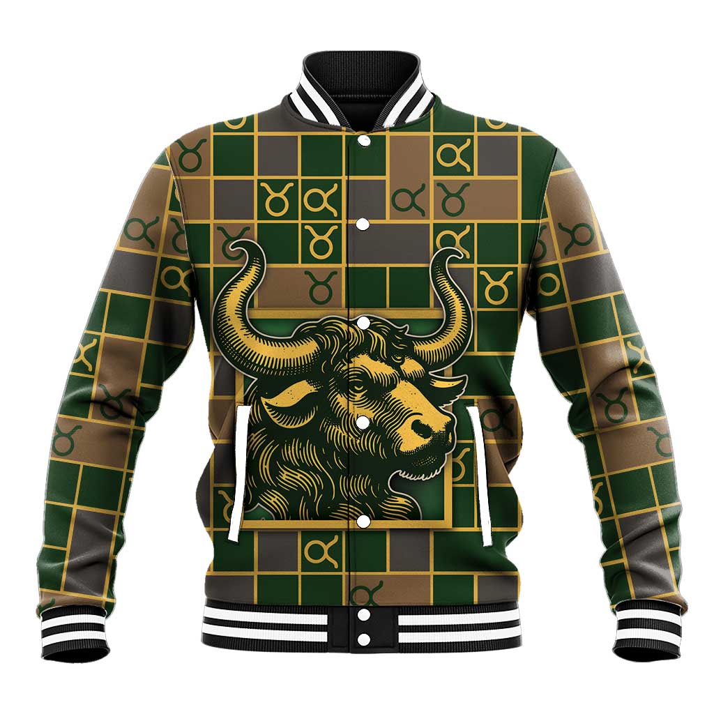 Custom Taurus Zodiac Baseball Jacket Checkered Pattern