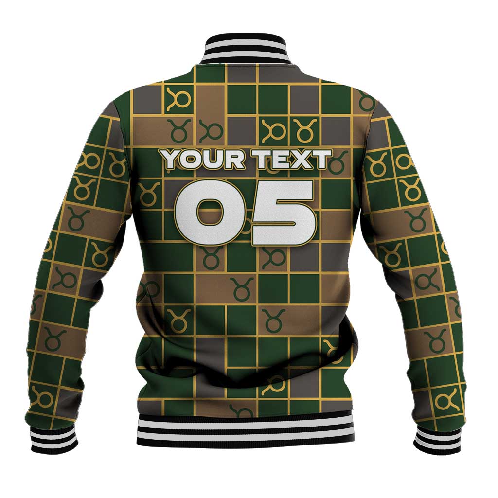 Custom Taurus Zodiac Baseball Jacket Checkered Pattern