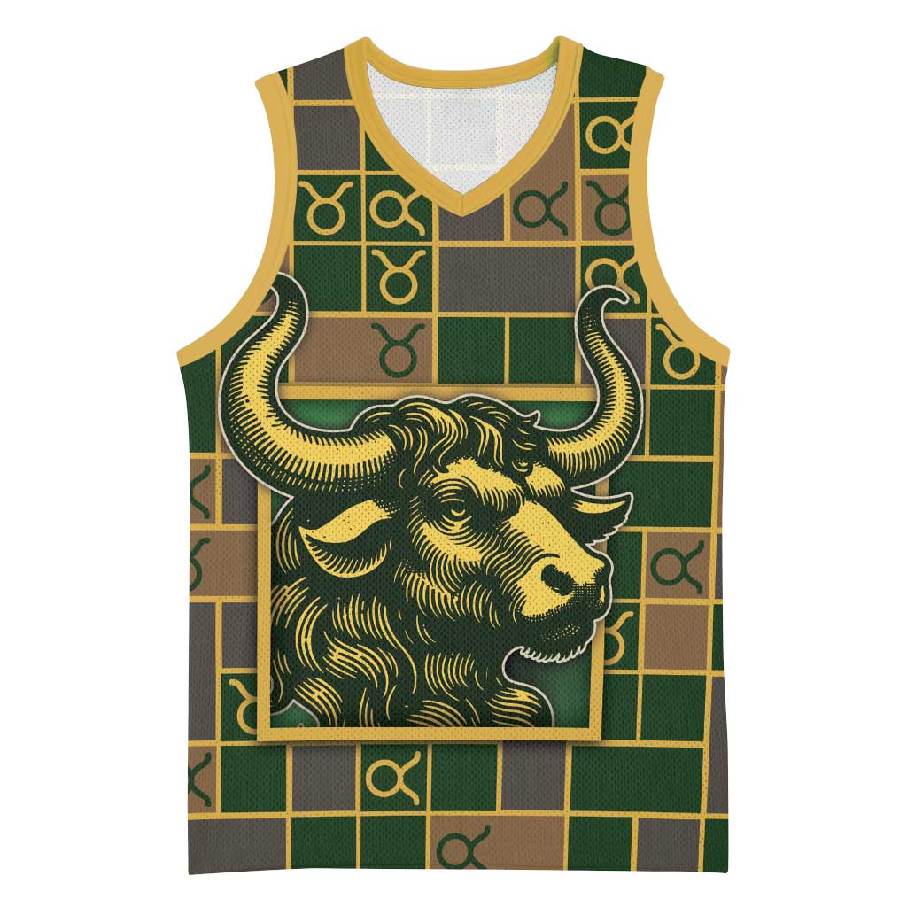 Custom Taurus Zodiac Basketball Jersey Checkered Pattern