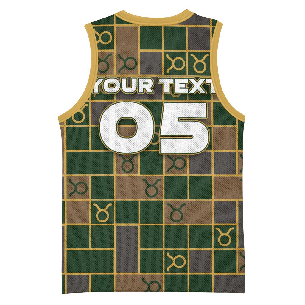 Custom Taurus Zodiac Basketball Jersey Checkered Pattern