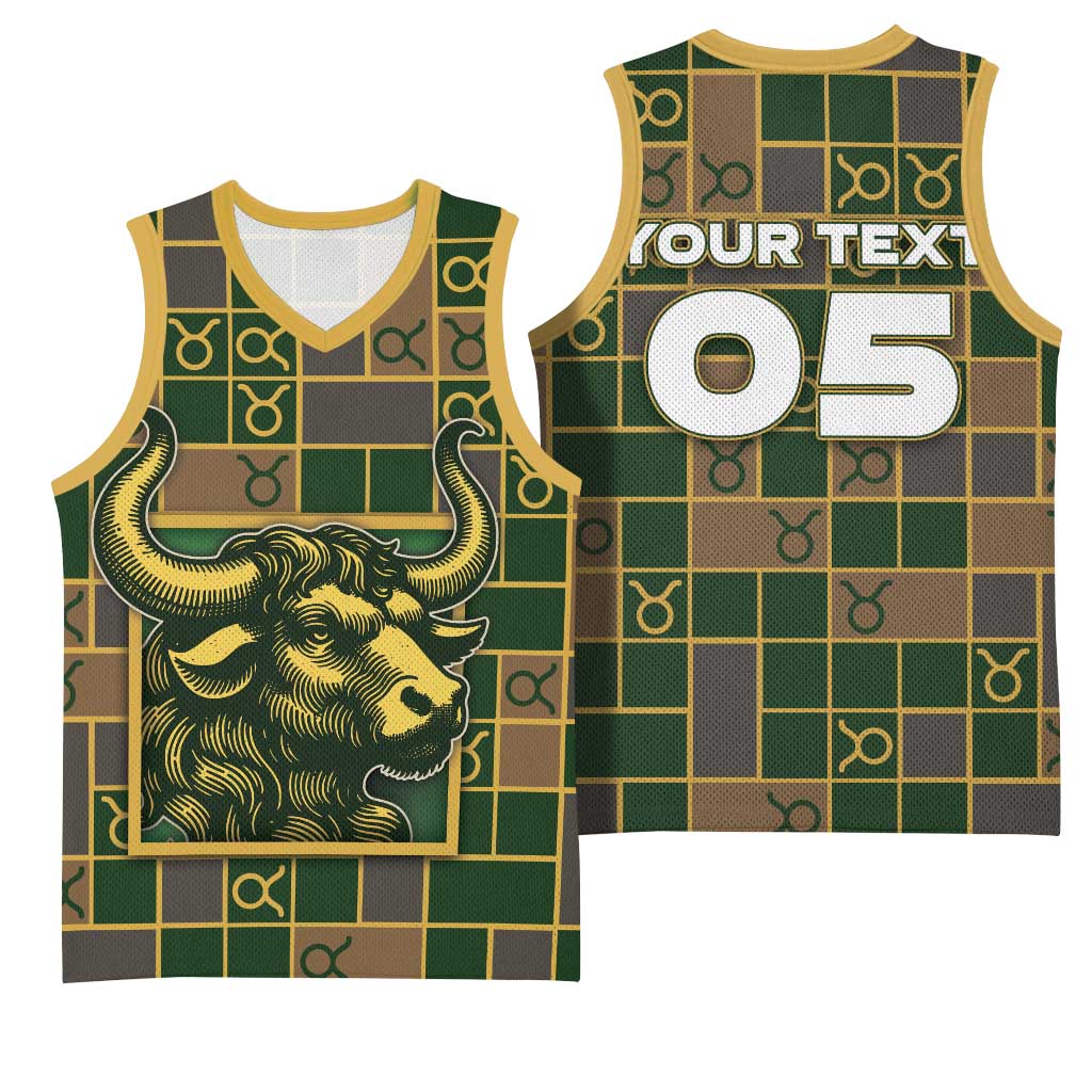 Custom Taurus Zodiac Basketball Jersey Checkered Pattern