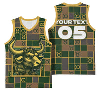 Custom Taurus Zodiac Basketball Jersey Checkered Pattern