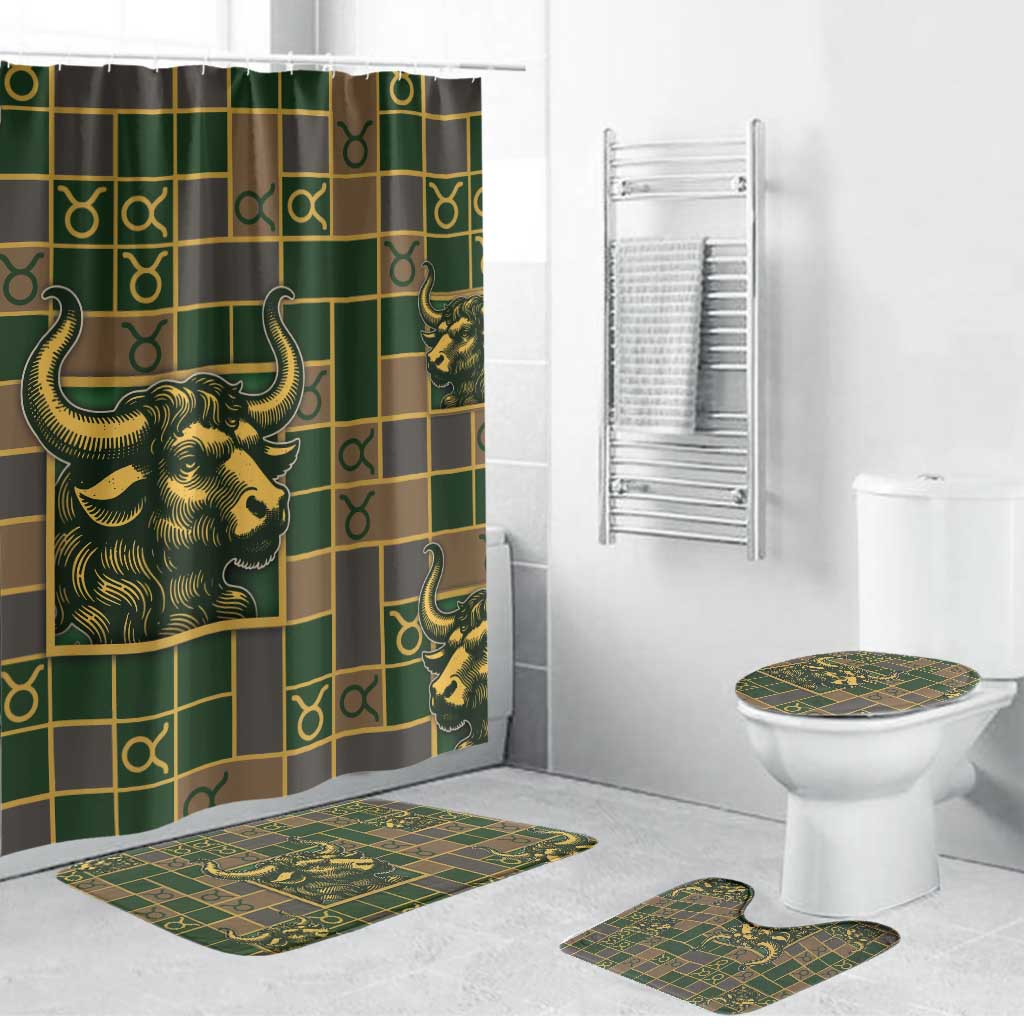 Taurus Zodiac Bathroom Set Checkered Pattern