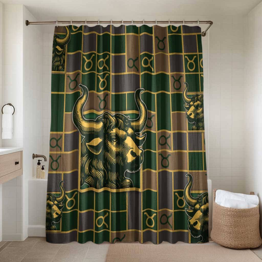 Taurus Zodiac Bathroom Set Checkered Pattern