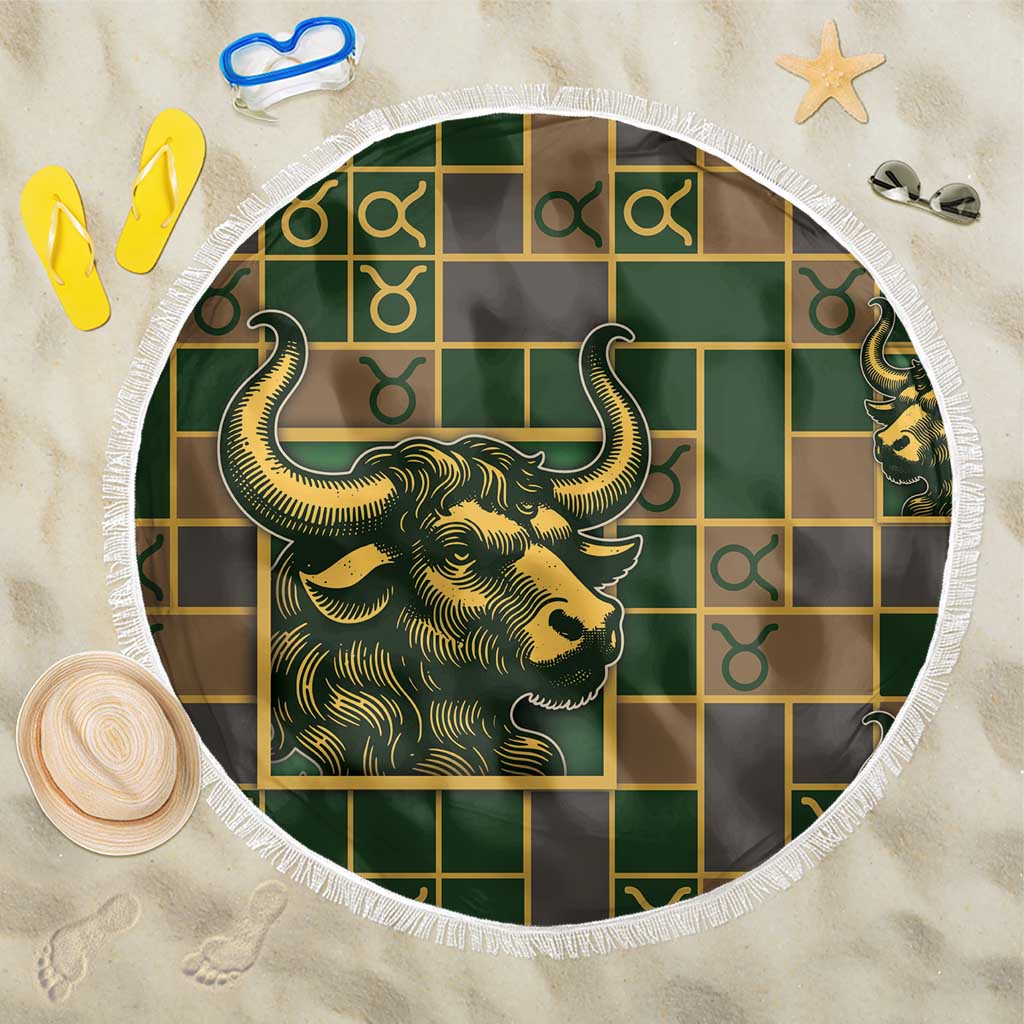 Taurus Zodiac Beach Blanket Checkered Pattern