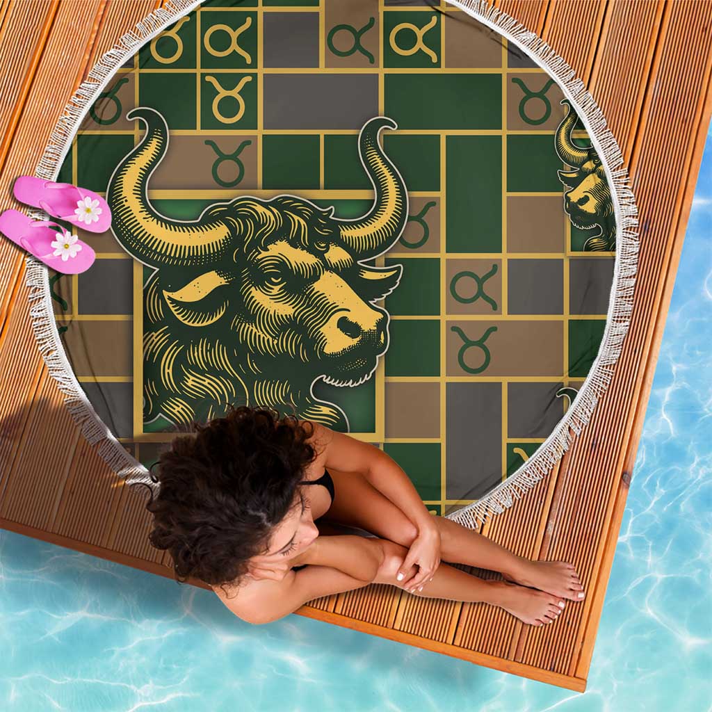 Taurus Zodiac Beach Blanket Checkered Pattern