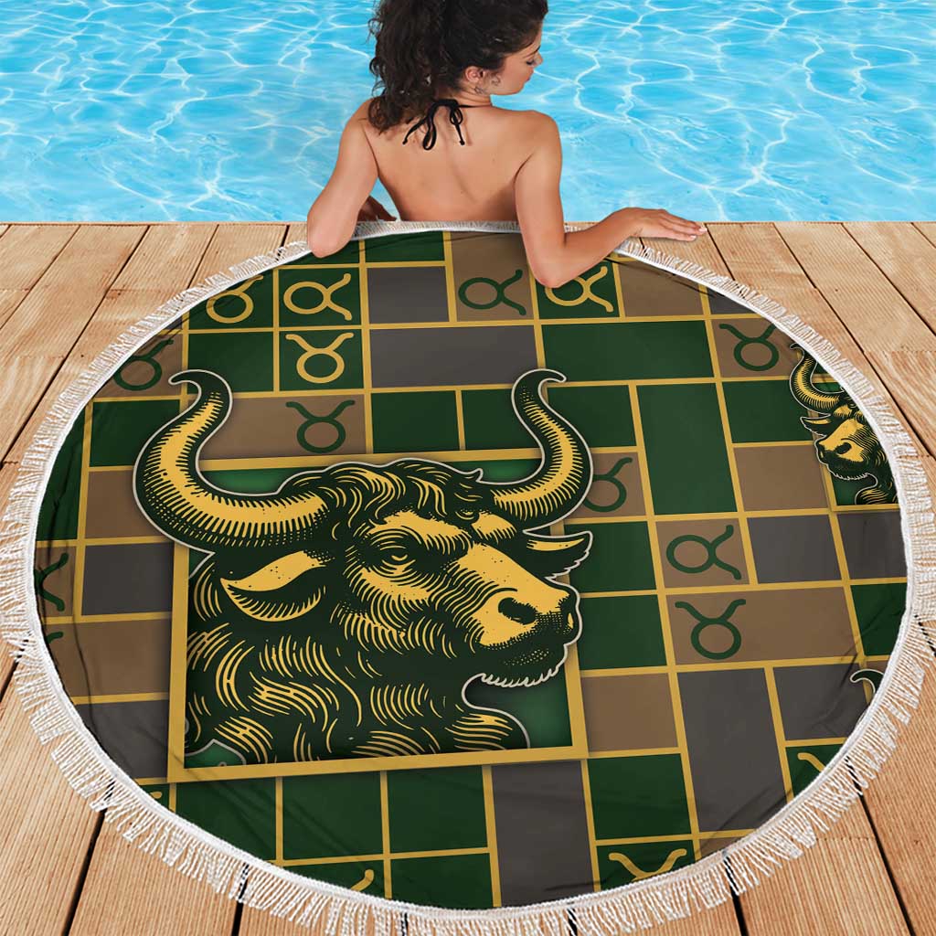 Taurus Zodiac Beach Blanket Checkered Pattern