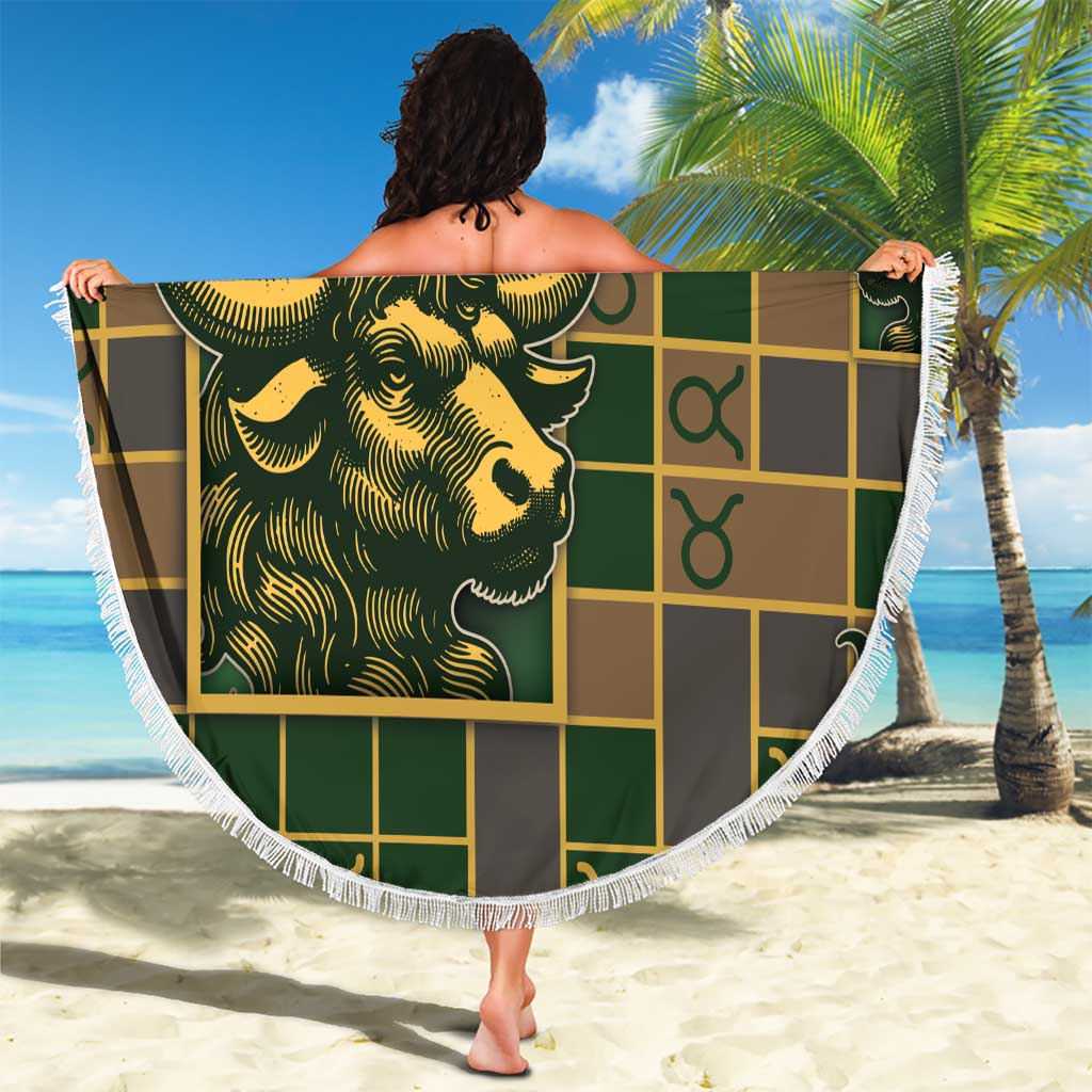 Taurus Zodiac Beach Blanket Checkered Pattern
