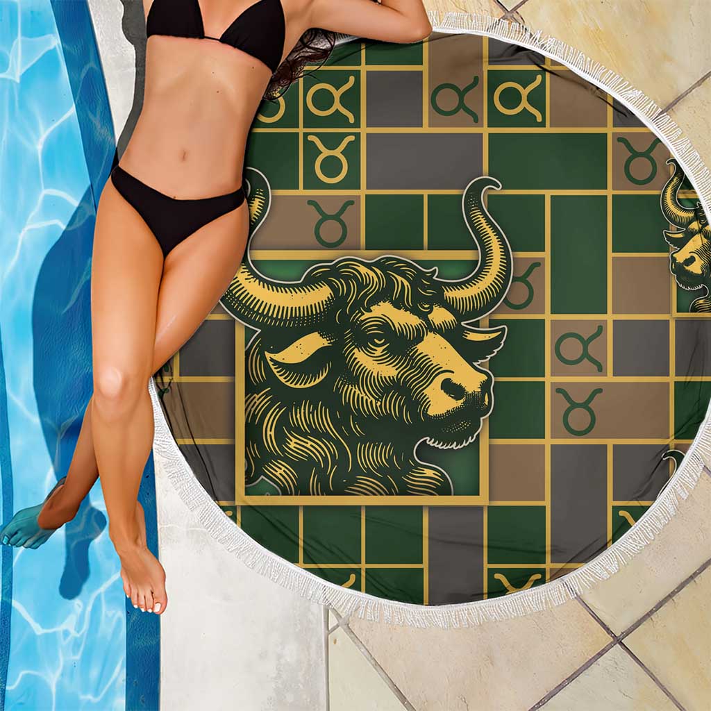 Taurus Zodiac Beach Blanket Checkered Pattern